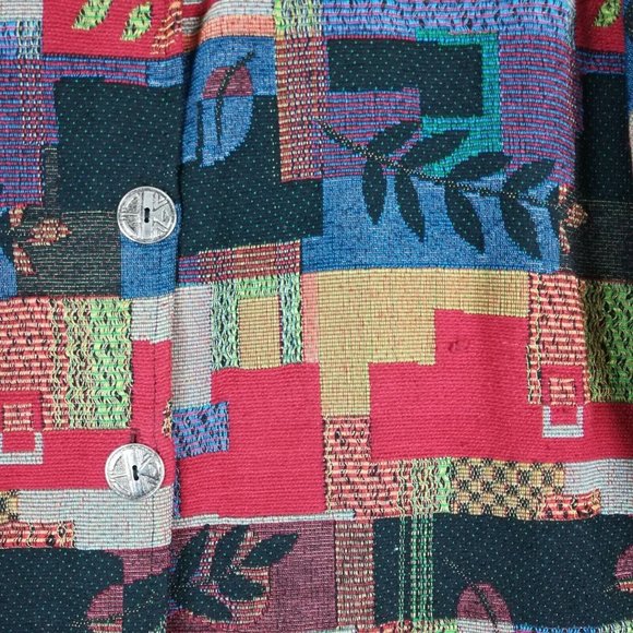 Jane Ashley Womens Jacket Blazer Woven Multicolor Fall Leaves Button Down 2X - Picture 9 of 12